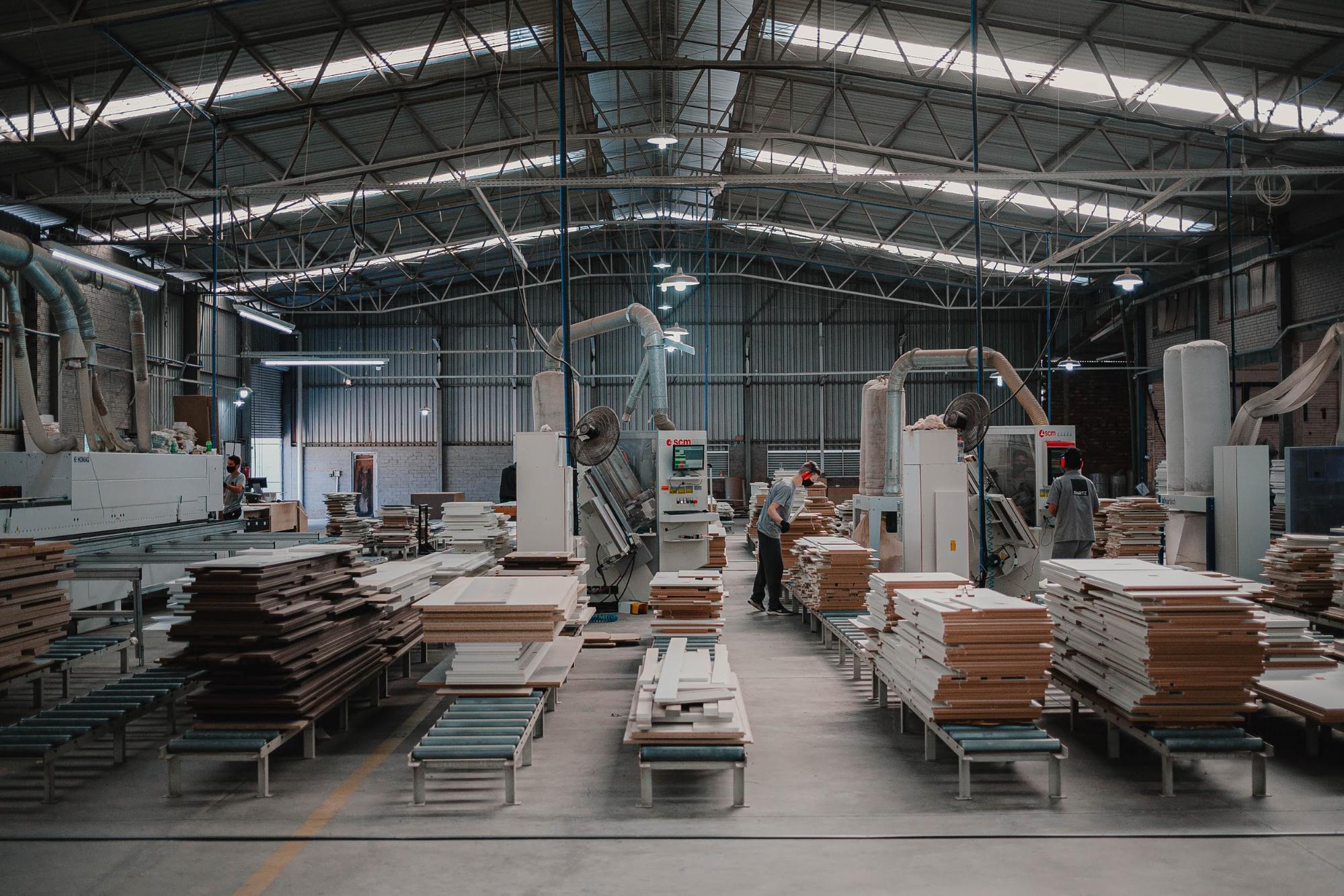 Processo de corte na fábrica